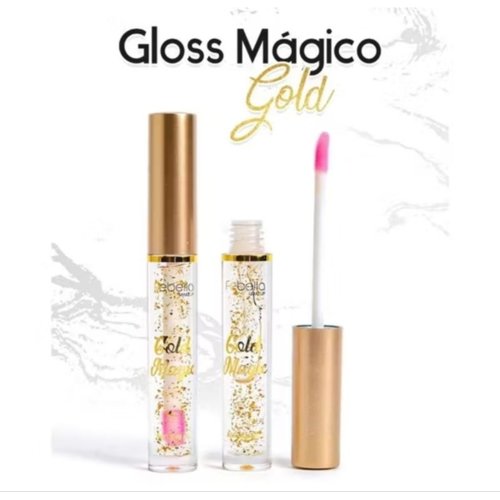 Gloss Mágico Febella com partículas douradas